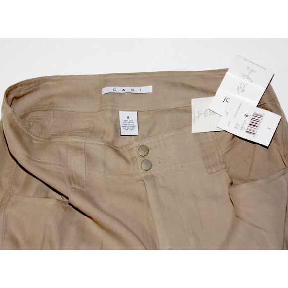 New Cabi Silk Cargo Pants Toasted Almond Size 8 - Picture 3 of 4
